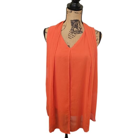 XS NY Collection Orange Draped Sleeveless Tank Blouse - Picture 1 of 3